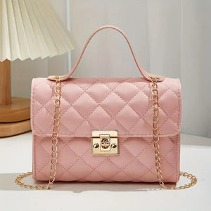 Chic Pink Quilted Crossbody Bag - Lightweight