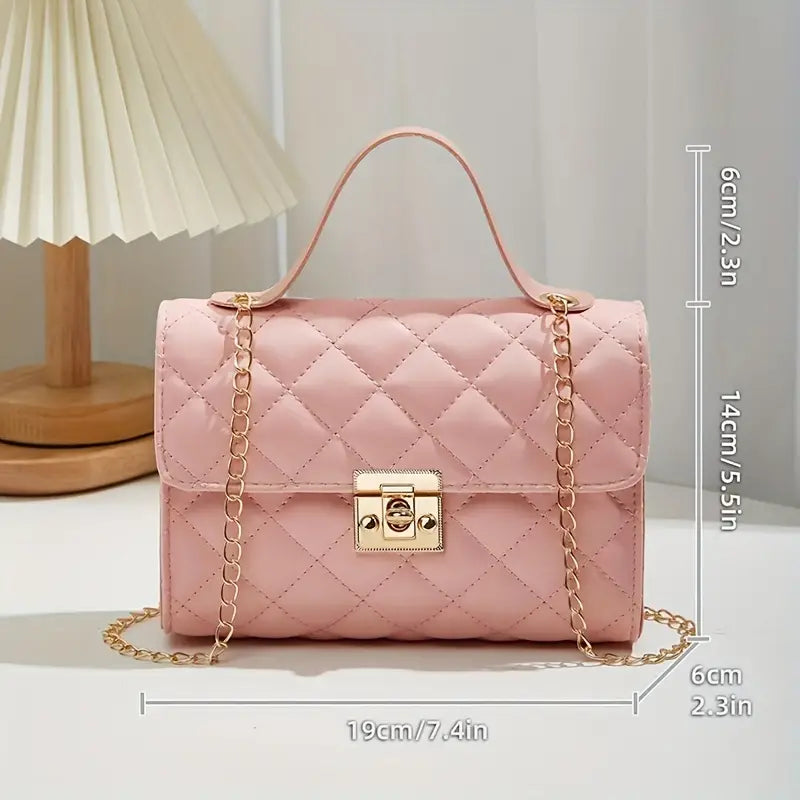 Chic Pink Quilted Crossbody Bag - Lightweight