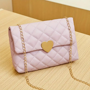 Quilted Heart Crossbody Bag for Women