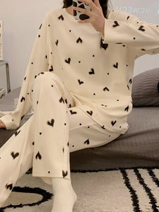 cute  Heart Print Women's Pajama Set