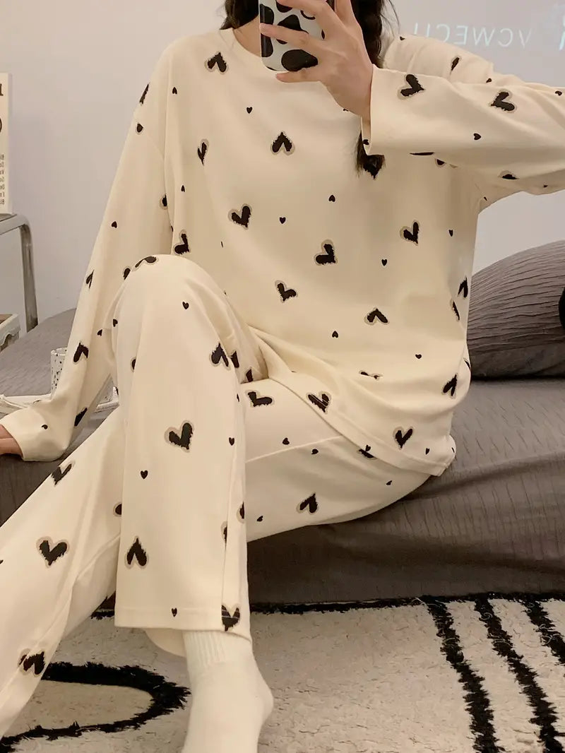 cute  Heart Print Women's Pajama Set